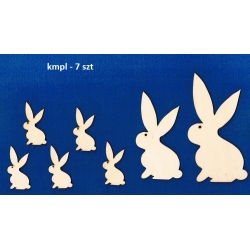 Królik , zajączek   KOMPLET 7szt   / Wielkanoc / sklejka #3mm / II oczko , zając